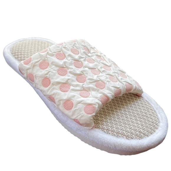 Pink Polka Dot Pattern Slip-On Casual Home Slippers Slides Shoes - Picture 1 of 6